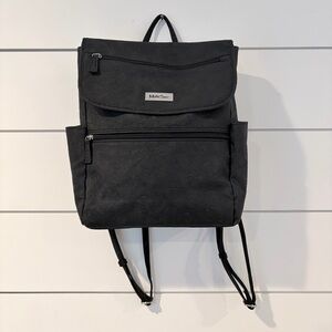 MultiSac Black Embossed Backpack Purse Organizer Travel Daypack Bag